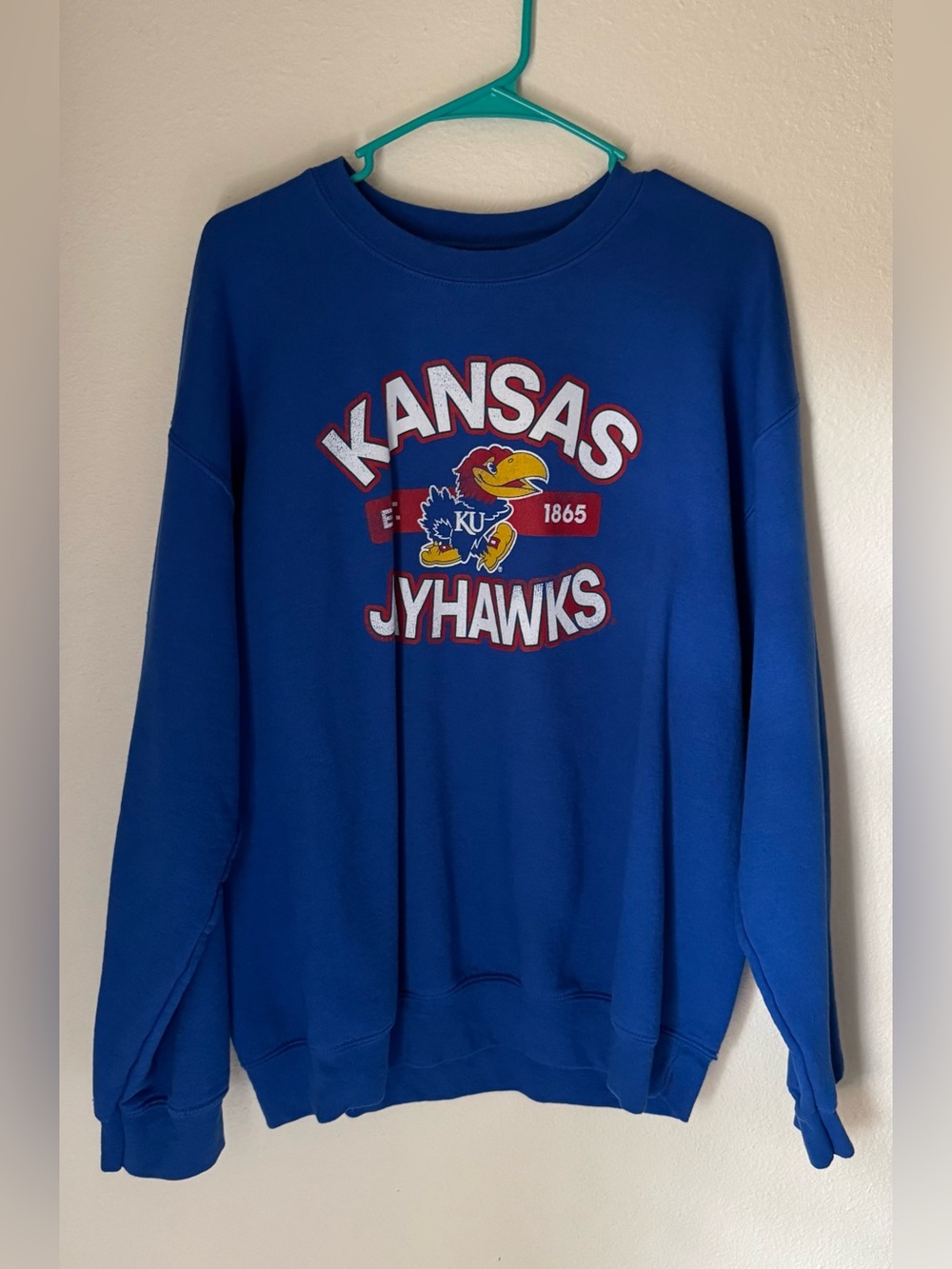 KU Kansas Jayhawks Blue Crewneck Sweatshirt | Size Large